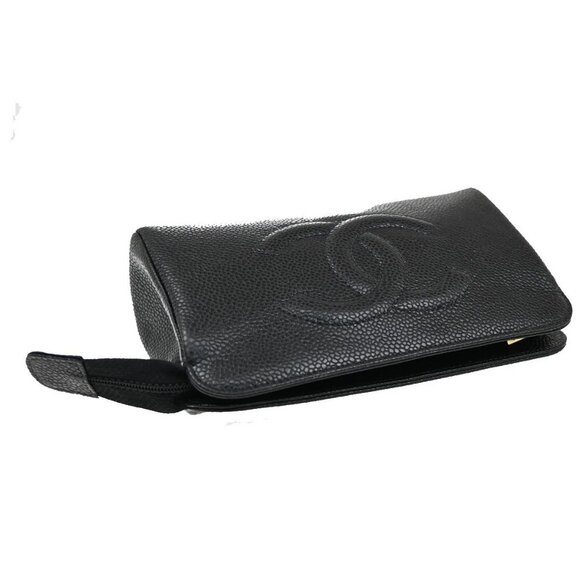 CHANEL CC Logo Mini Pouch Bag Grained Calfskin Leather Black GHW France 34KB454 - Picture 5 of 14